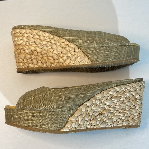 Chinese LAUNDRY Linen Peep Toe Espadrille Braided Platform Wedge Shoe Size 8.5 - Picture 4 of 9